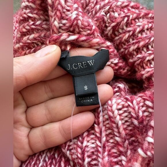 J. Crew Italian Marled Red Wool Blend Turtleneck Oversized Sweater Size S - Picture 10 of 11